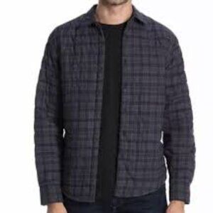 Thomas Dean Men’s Padded Plaid Shirt Jacket Gray/Navy Size L
